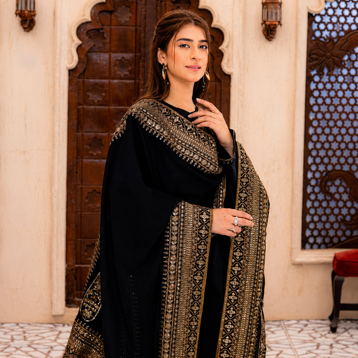 Luxury Black Embroidered Pakistani Suit Set