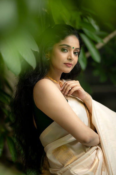 Vanilla Jacquard Saree