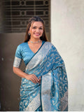 Sky Blue Jacquard Saree – Elegant Lightweight Saree for Festive & Casual Occasions