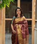 Brown Jacquard Saree