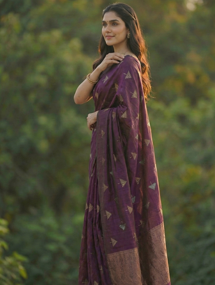 Elegant Wine Jacquard Saree – Premium Woven Saree in a Rich Festive Shade