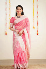 Charming Pink Jacquard Saree