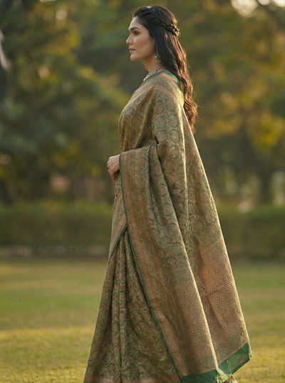 Mahendi Green Jacquard Saree