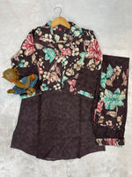 Elegant Black Floral Pure Cotton Printed Co-Ord Set
