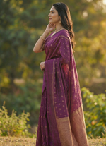 Wine Jacquard Saree