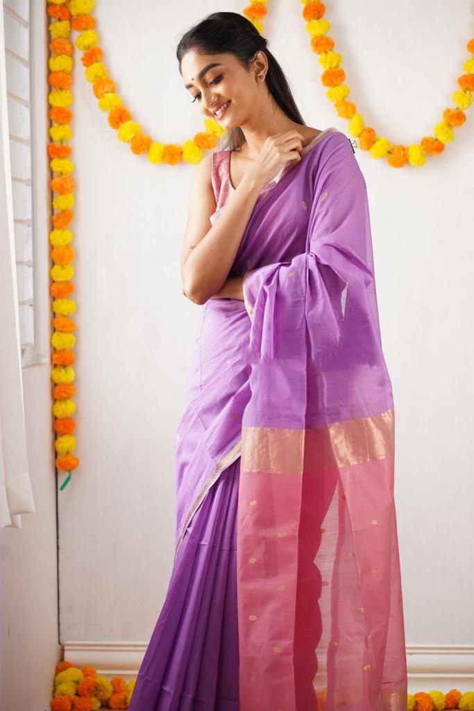 Lavender Pink Jacquard Saree for Elegant Festive & Special Occasion Wear