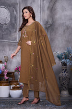 Mustard Roman Silk Kurti Pant Set