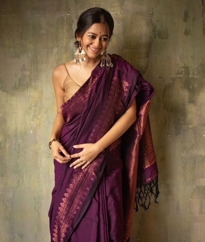 Luxury Wine Jacquard Saree – Elegant Designer Drape for Weddings & Festive Occasions