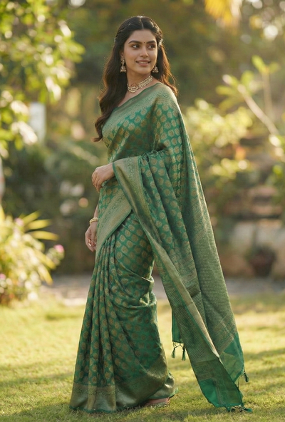 Mahendi Green Jacquard Saree