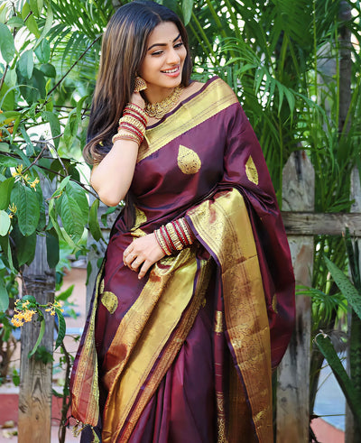 Premium Wine Jacquard Saree
