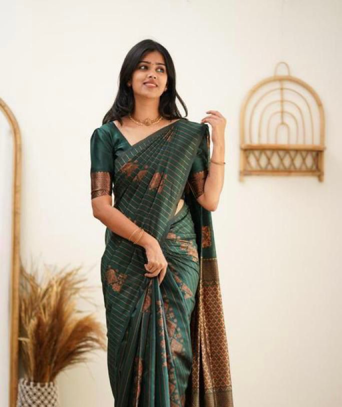 Elegant Green Jacquard Saree