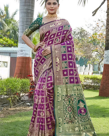 Graceful Purple Jacquard Saree – Premium Woven Traditional Wear for Festive & Party Occasions
