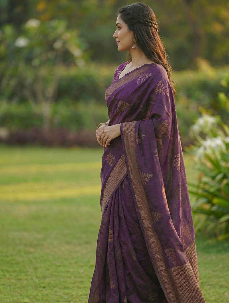 Purple Jacquard Saree