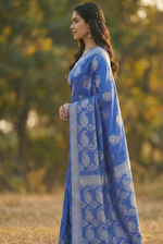 Blue Jacquard Saree