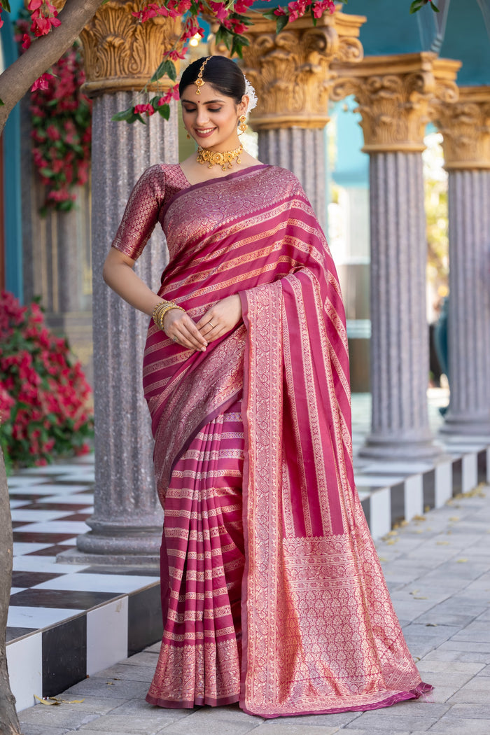 Premium Dark Pink Jacquard Saree for Festive & Party Elegance