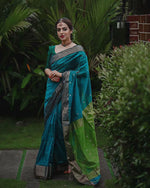 Tea Blue Jacquard Saree