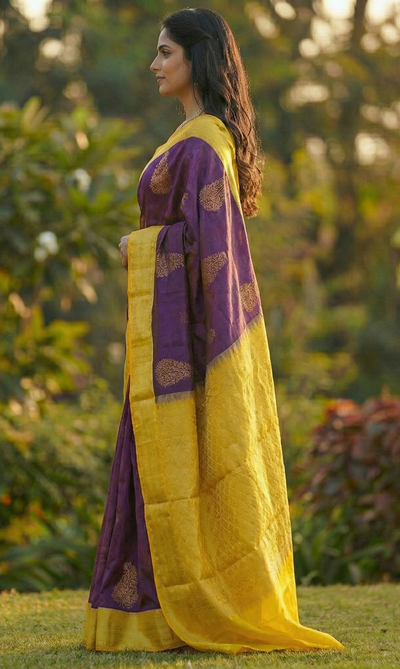 Purple Jacquard Saree