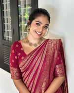 Luxurious Dark Maroon Jacquard Saree