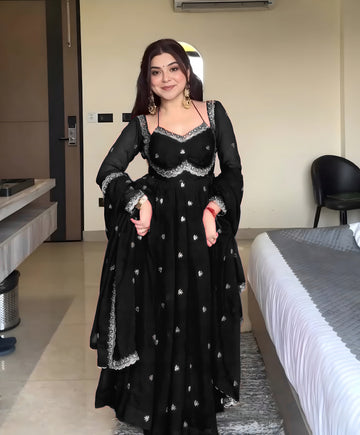 Neha Elegant Black Festival Anarkali Suit Set