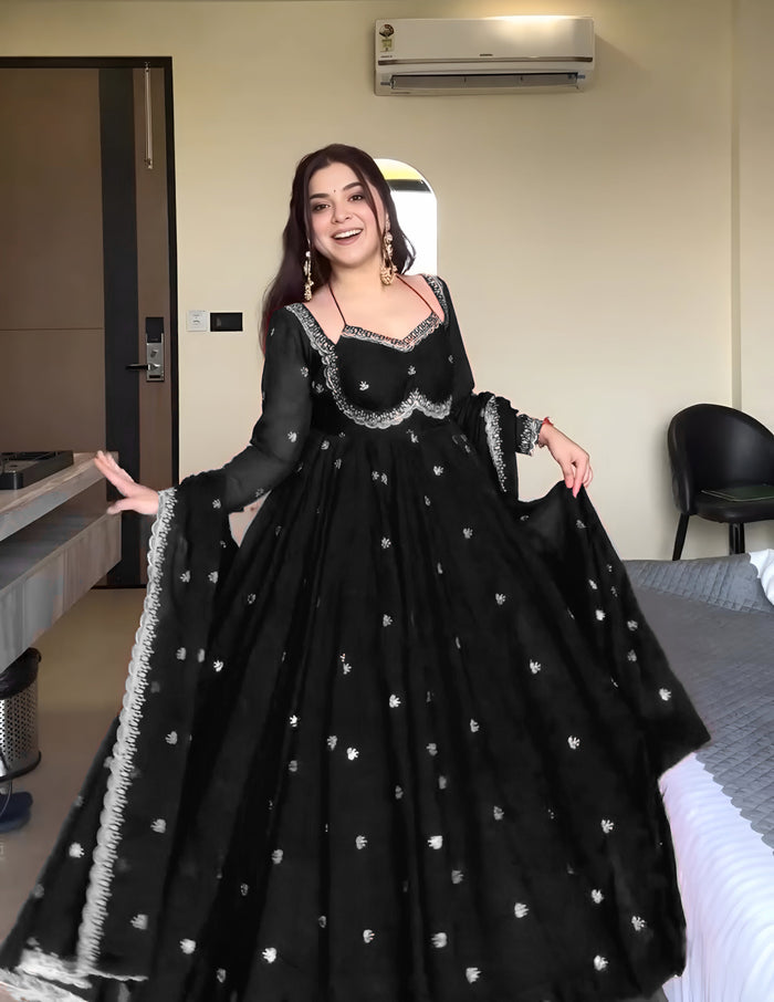 Neha Elegant Black Festival Anarkali Suit Set