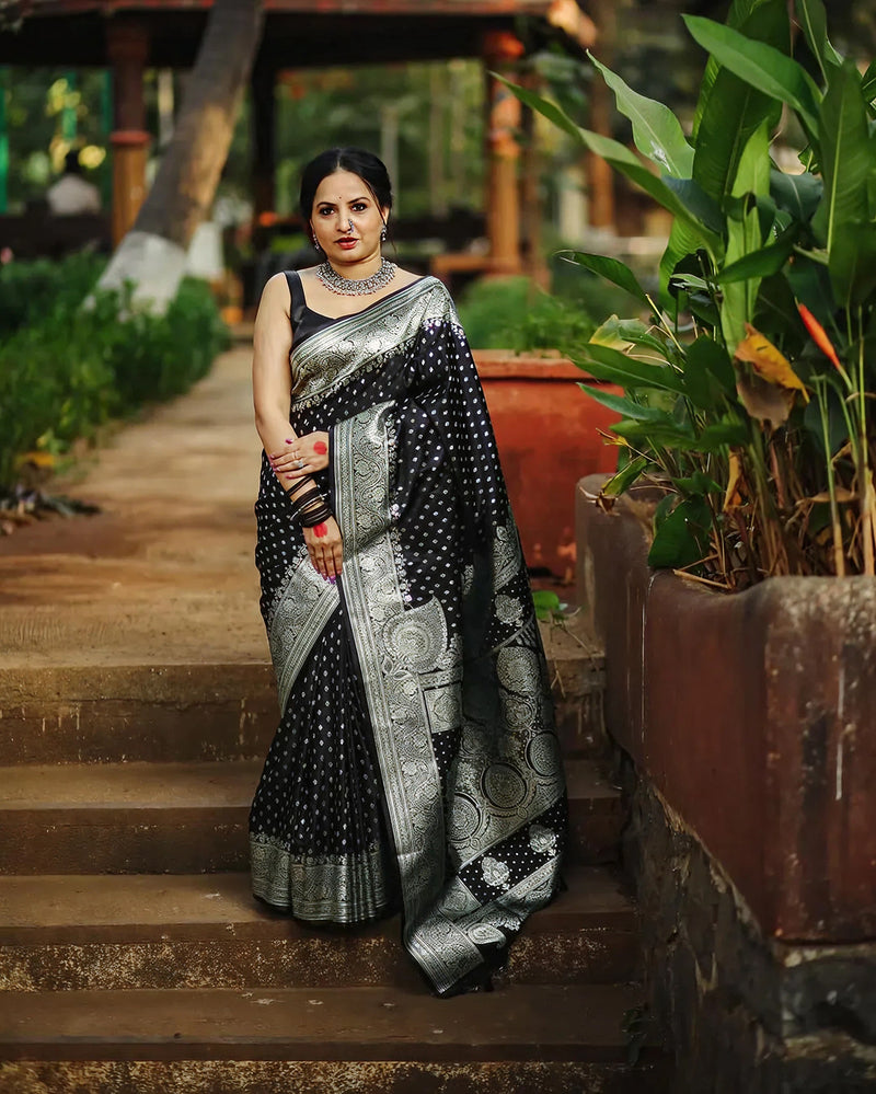 Opulent Black Jacquard Saree