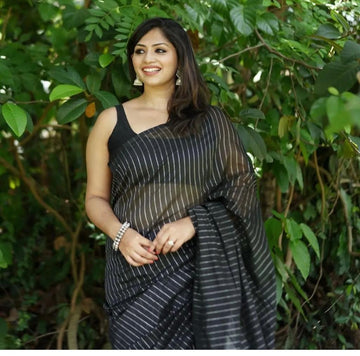 Classic Black Jacquard Saree for Timeless Festive & Party Wear