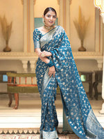 Tea Blue Jacquard Saree