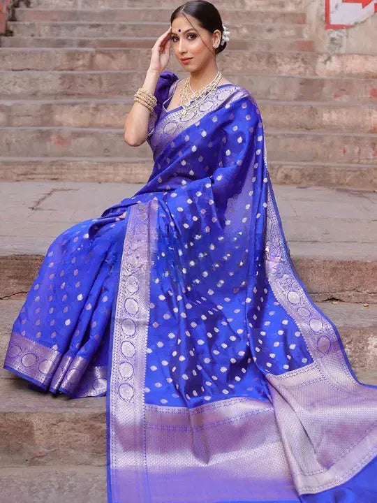 Blue Jacquard Saree