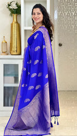 Elegant Blue Jacquard Saree