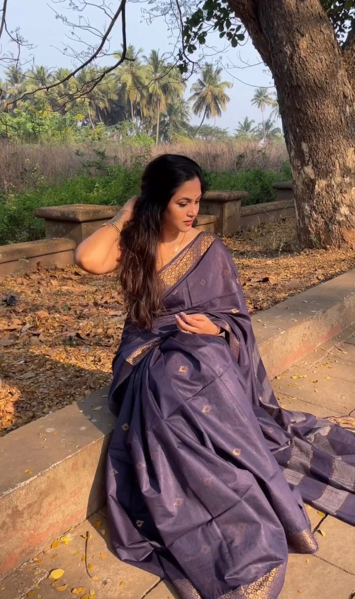 Elegant Purple Jacquard Saree for Party, Festive & Traditional Wear