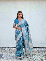 Sky Blue Jacquard Saree
