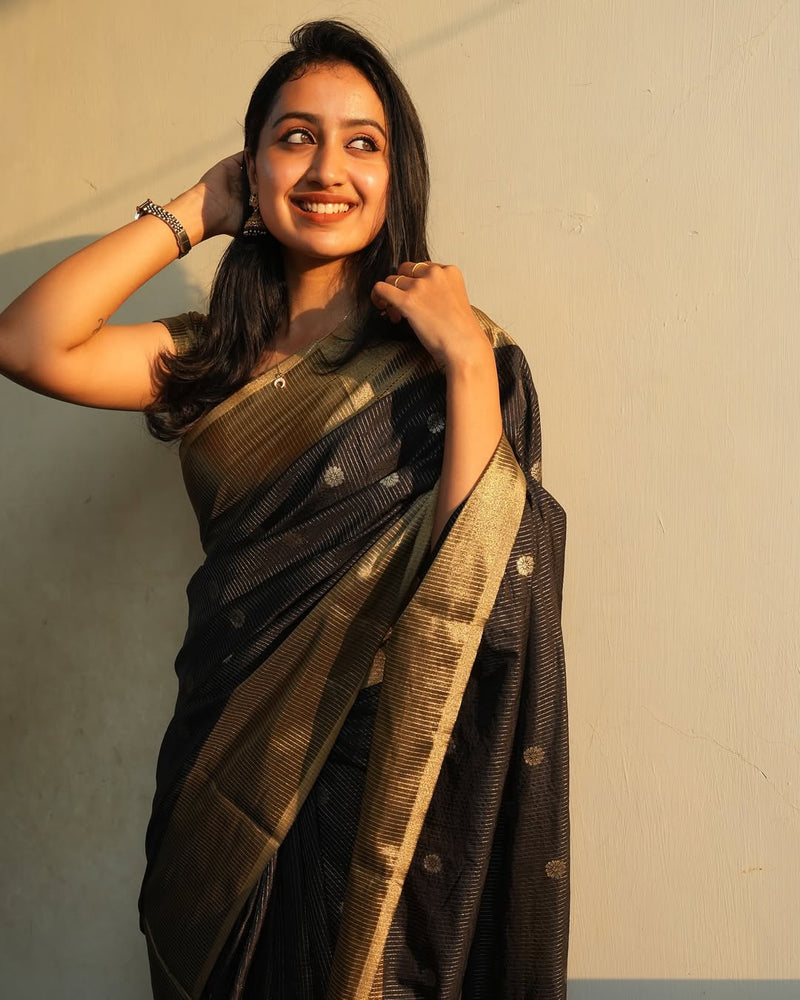 Elegant Black Jacquard Saree