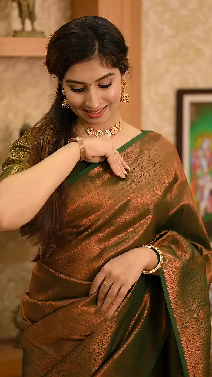 Elegant Brown Jacquard Saree – Stylish & Timeless Indian Ethnic Wear