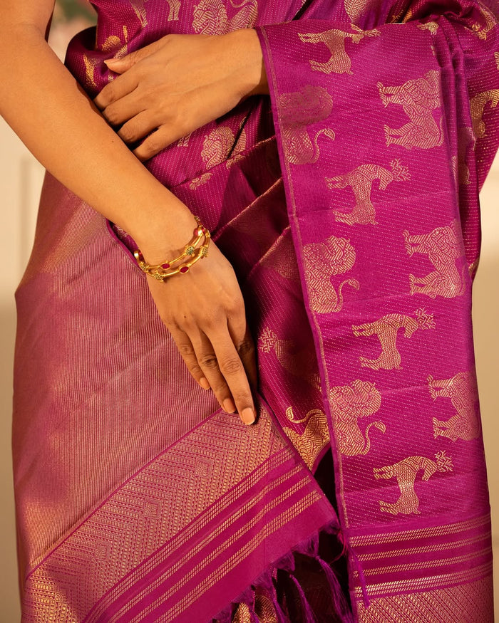 Dark Pink Jacquard Saree – Rich Festive Charm with a Luxurious Finish
