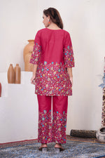 Rani Pink Pure Cotton Printed Co-Ord Set Trendy Women’s Top & Bottom Set