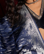 Dark Blue Jacquard Saree