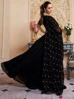 Black Embroidered Georgette Anarkali Kurta Set
