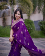Elegant Dark Purple Jacquard Saree