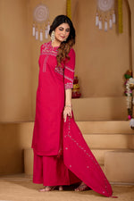 Rani Pink Viscose Mango Silk Anarkali Kurti Set