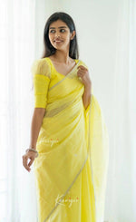 Yellow Jacquard Saree