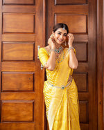 Sunshine Yellow Jacquard Saree