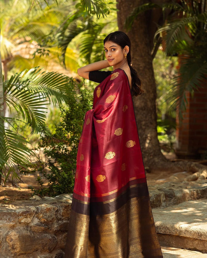 Rich Red Jacquard Saree for Women – Premium Weave Wedding & Festive Wear
