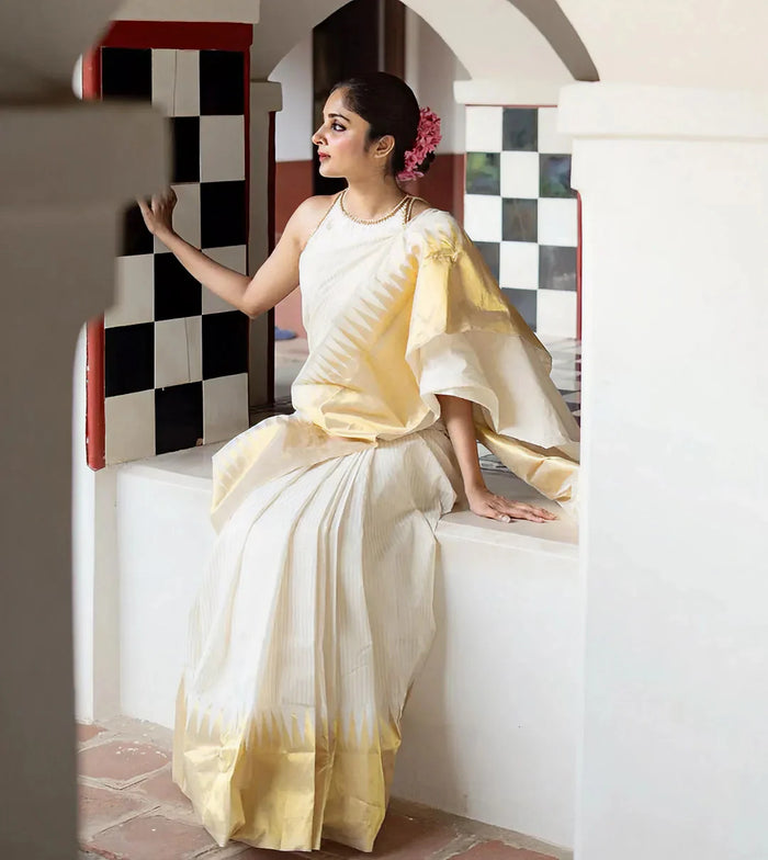 Samantha Fame Groovy White Colored Festive Wear Pure Linen Saree