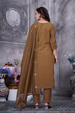 Mustard Roman Silk Kurti Pant Set