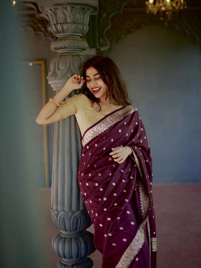 Wine Jacquard Saree – Luxurious Elegance in a Royal Deep Wine Shade