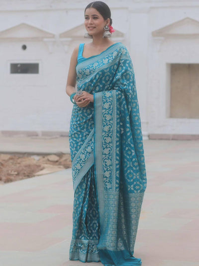 Elegant Sky Blue Jacquard Saree