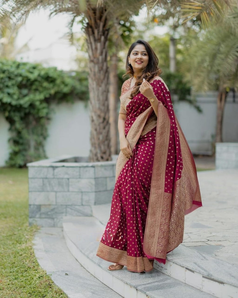 Elegant Red Jacquard Saree