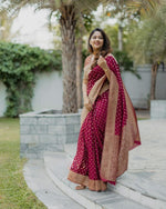 Elegant Red Jacquard Saree