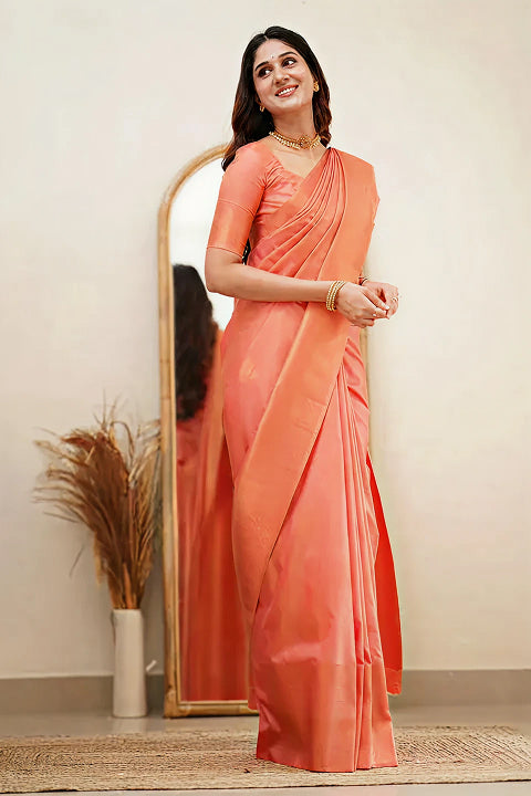 Graceful Pink Jacquard Saree – Soft Luxury Weave for Festive & Party Wear