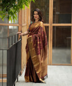 Brown Jacquard Saree